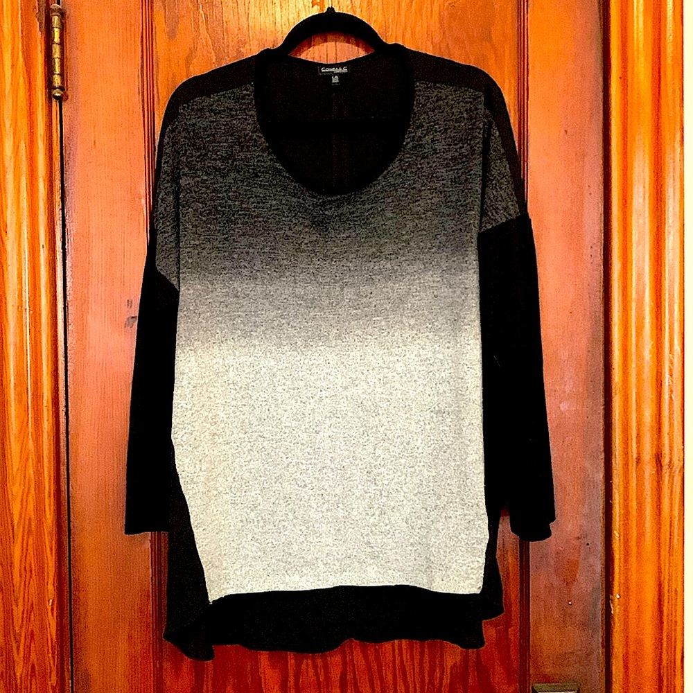 Conrad C Collection size L Women’s ombré grey sweater, chiffon back. Never worn.